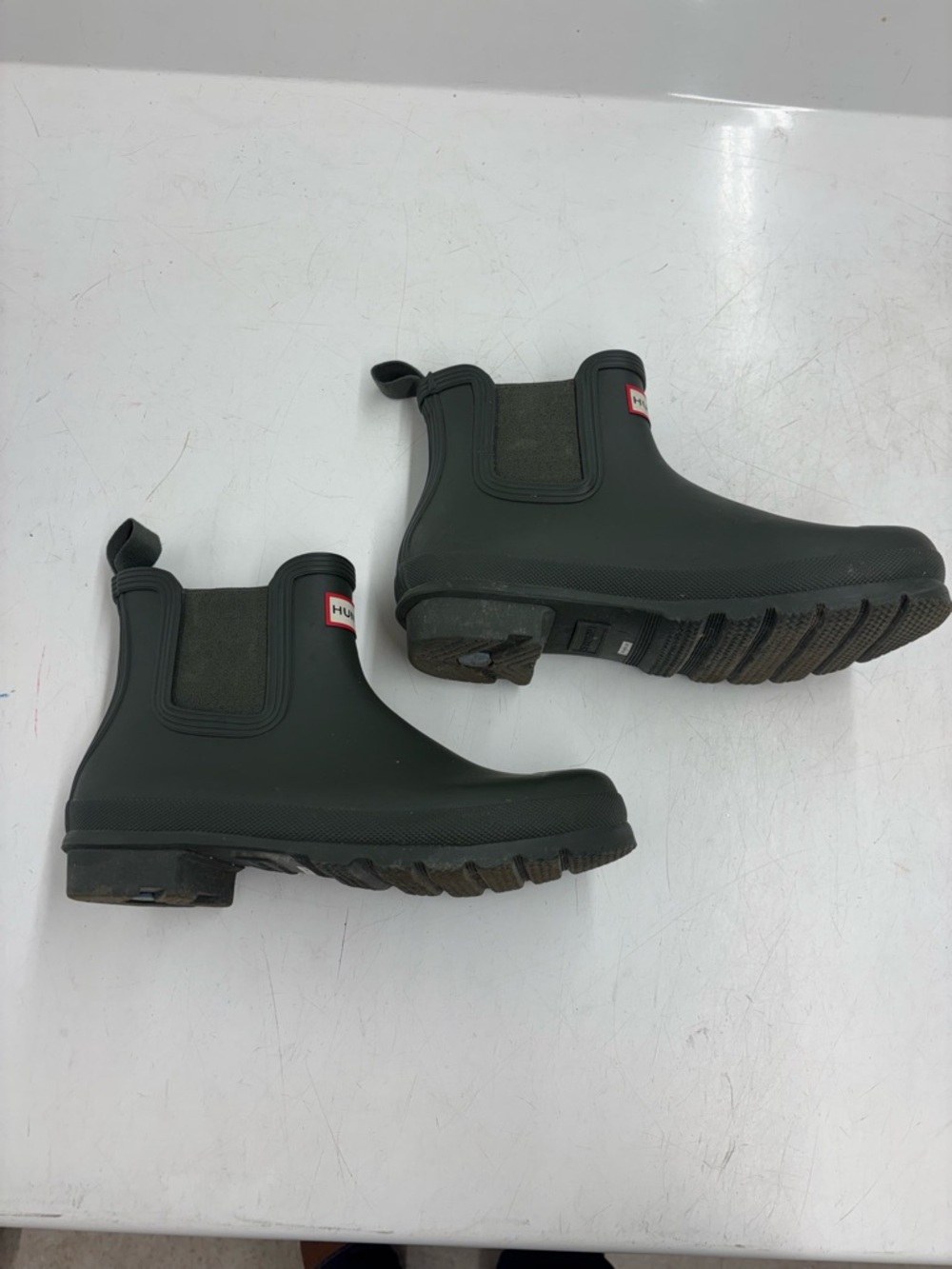 Hunter Short Chelsea Rain Boots in Olive Green - Picture 2 of 5